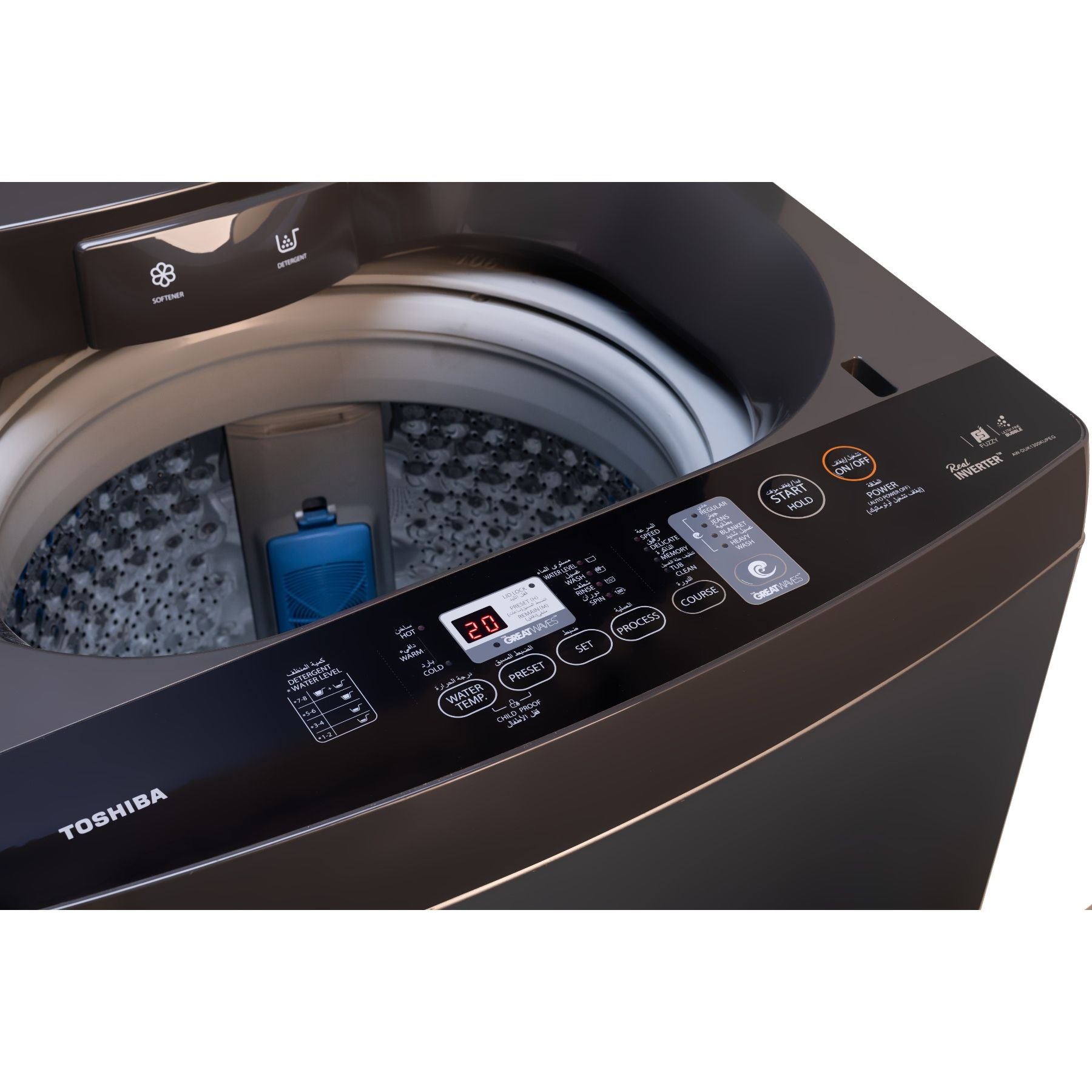 Toshiba Top Load Automatic Washing Machine, 13 KG, Inverter Motor, Silver- AW-DK1300KUPEG Toshiba Top Load Automatic Washing Machine, 13 KG, Inverter Motor, Silver- AW-DK1300KUPEG
